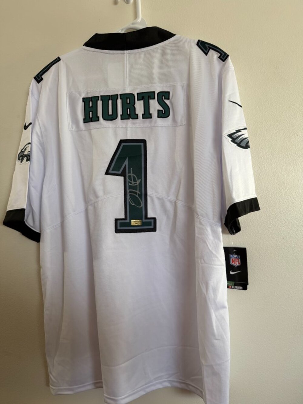 JALEN HURTS SIGNED PHILADELPHIA EAGLES QB AUTOGRAPHED NIKE JERSEY w/COA XL 24-1A